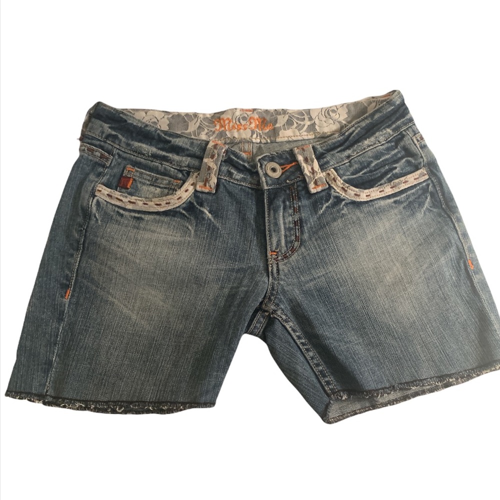 2 for $15 Miss Me Lace Detailed Women's Denim Shorts Sz 27